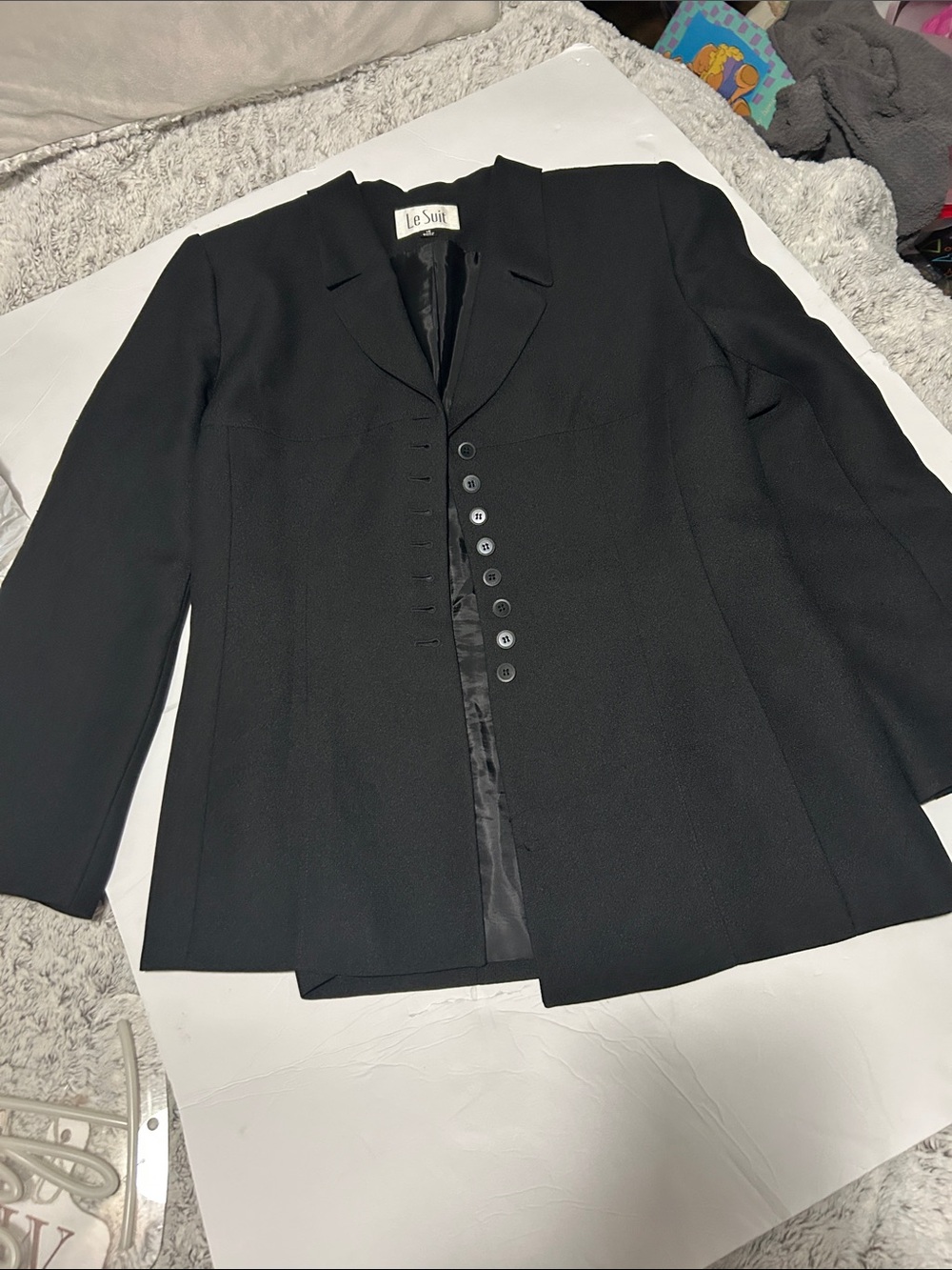 Le Suit Black Women's Fitted Blazer with Notch Collar